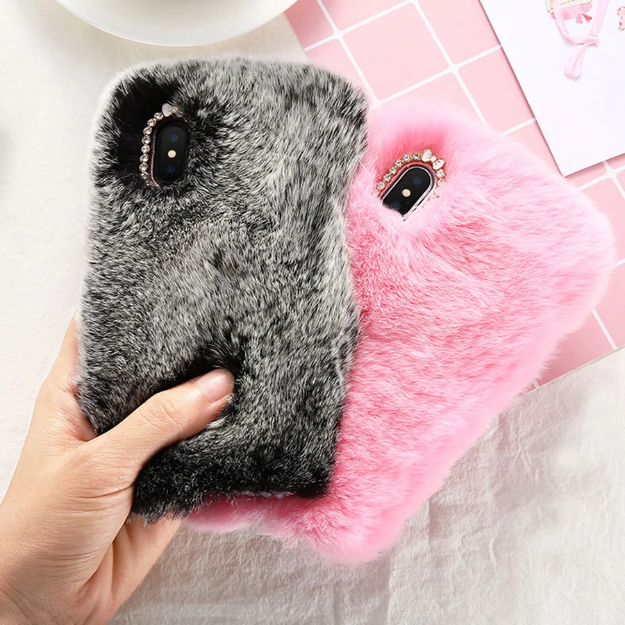 Luxury Cool Warm Season Fluffy Fur Cozy Case Cover For iPhone XS Max XR