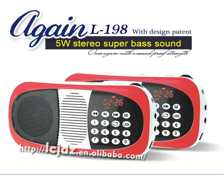 10 шт. L-198 5 Вт перезаряжаемый супер бас цифровой мини портативный TF карта USB музыкальный динамик с fm-радио MP3-плеер светодиодный фонарик