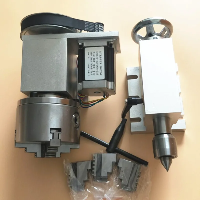

CNC 4th Axis Rotary Axis K11 100 3-Jaw Chuck Reduction Ratio 3:1 Gapless Harmonic Gearbox NEMA34 motor for CNC 3040 Router