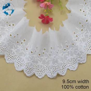 

9.5cm white 100% cotton embroidery lace french lace ribbon fabric guipure diy trims warp knitting sewing Accessories#3718