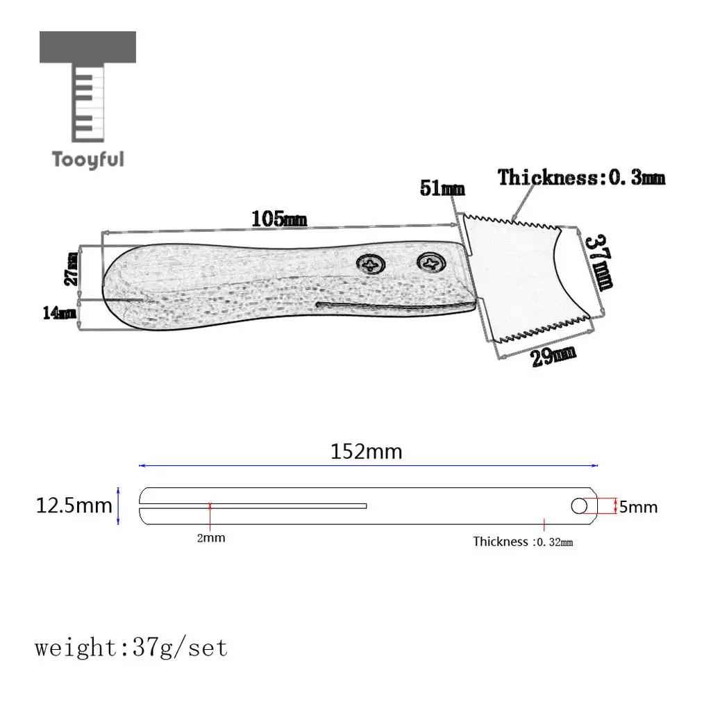 Tooyful Durable Stainless Steel Guitar Bass Ukulele Violin Fretboard Repair Tools Jagged Knife for Guitarist Luthier