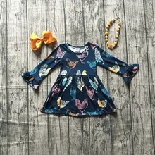 Новинка; сезон весна-зима; платье для маленьких девочек из молочного шелка и мягкого хлопка; платье в морском стиле с длинными рукавами; детская одежда; эксклюзивные аксессуары для детей