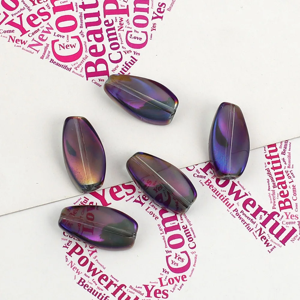 Стеклянные бусины DoreenBeads AB радужного цвета Aurora Borealis скрученные прозрачные