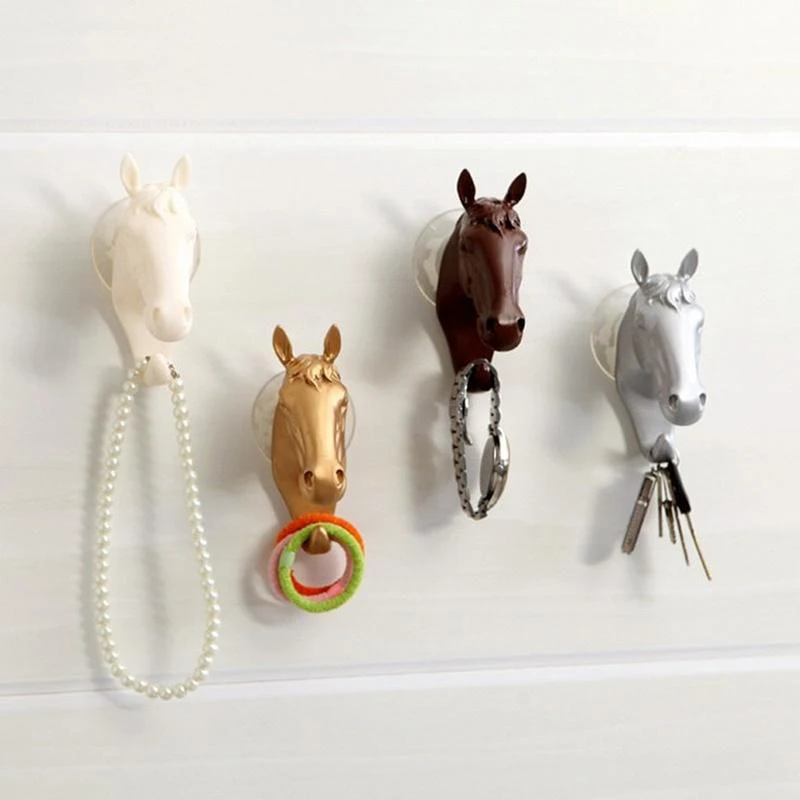 

Four Color New Creative Animal Head Shape Hook Retro Resin Elk Horse Craft Key Cap Clothes Hanging Hook Home Wall Decoration