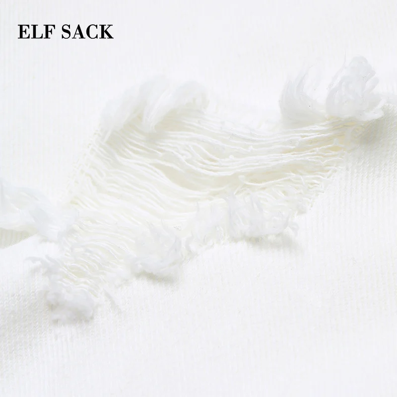 ELFSACK новинка женские джинсы с дырками повседневные хлопковые штаны прямые
