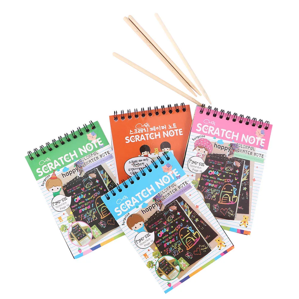 

Wonderful Color Scratch Note Black Cardboard Creative DIY Draw Sketch Notes for Kids Toy Notebook School Supplies