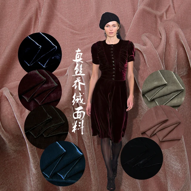 Buy 7 color high grade silk velvet fabric clothing cheongsam dress fabric from