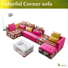 U-BEST Amazing fashion combined corner washable flocking cloth sofa