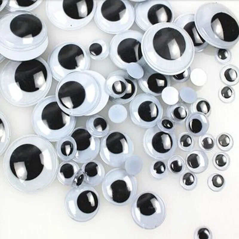 

100pcs 6mm/10mm/15mm/20mm for selection plastic eyes for DIY felt animals DIY accessory moving eyeball adhesive sticker