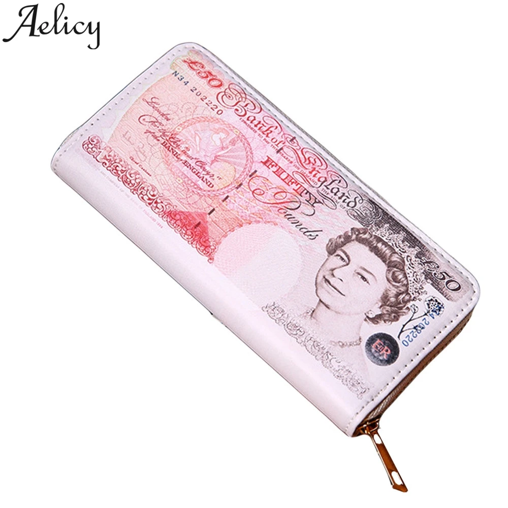 Aelicy мода доллар США для женщин и мужчин многополярный бизнес кожаный короткий кошелек держатель кредитной карты Карманы кошелек бумажник на молнии