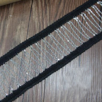 

2Yards Silver Chain Fringe Trimming Beaded Lace Ribbon Scrapbooking Applique Embellishment Sewing Renda For Wedding Dress