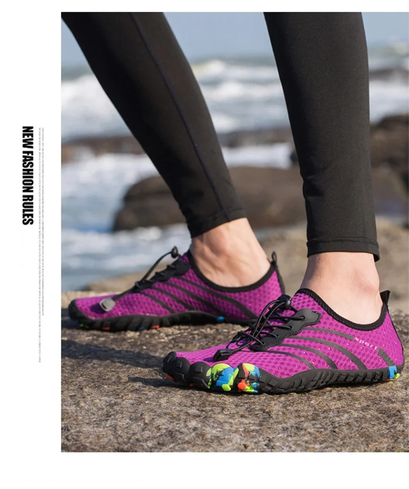 Verão dos Homens Sapatos de Água para Mulheres Sapatos de Praia Natação do Aqua Sapatos de Mergulho Sandálias de Pesca Novo Respirável Upstream Tênis Descalços 24 tênis descalços natação do aqua sapatos de mergulho sandálias de pesca