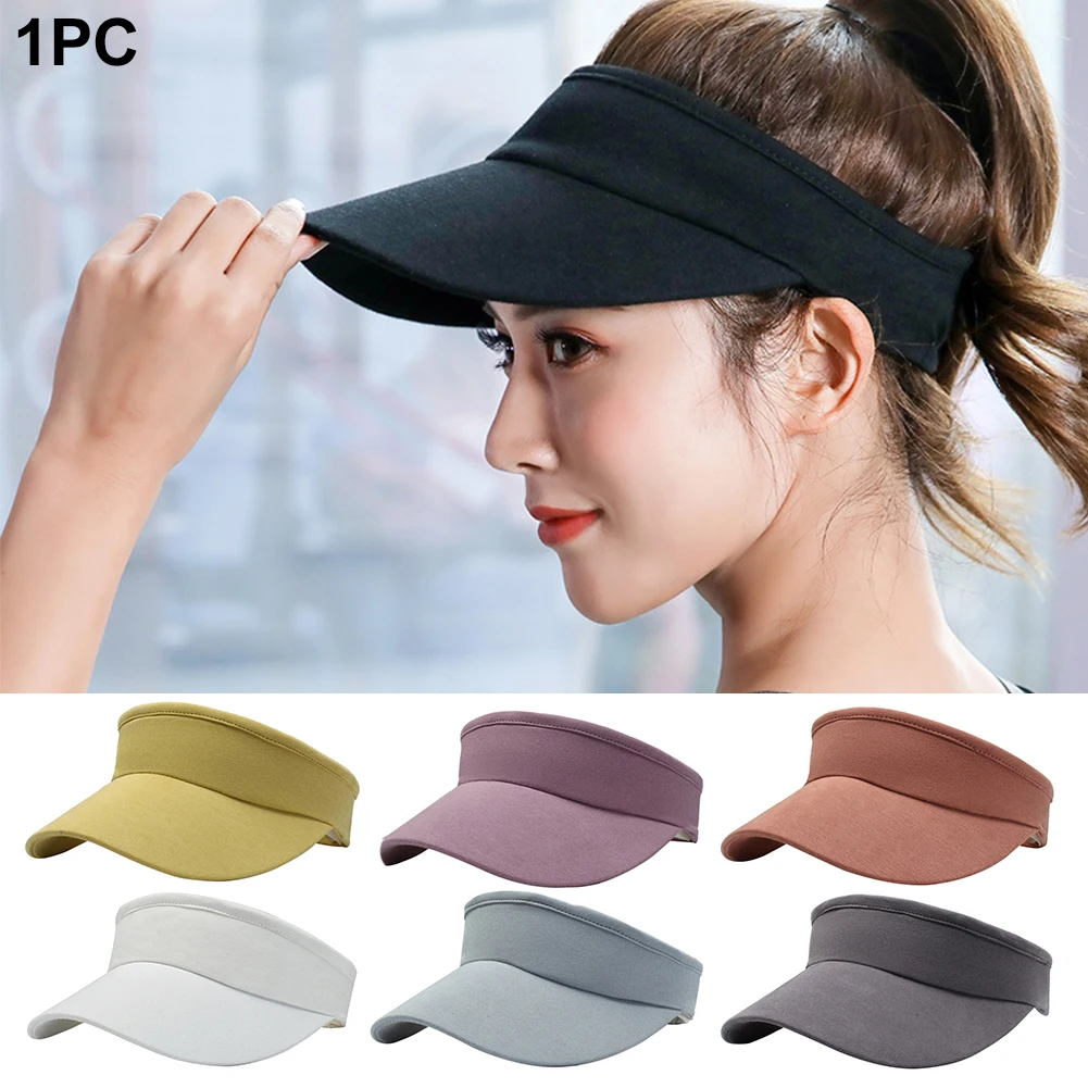 Women Adjustable Solid Casual Cycling Sunproof Adult Headband Empty Top Visor Hat Outdoor Sports Summer Baseball Cap Fashion