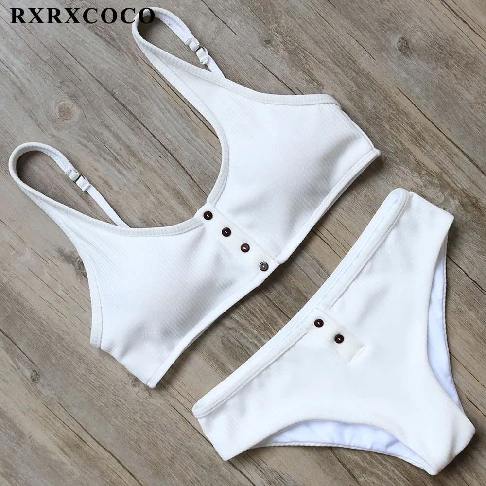 Prezzo RXRXCOCO Hot Bikini Costume Da Bagno Delle Donne Maillot De Bain Femme 2018 Insieme Sexy Del Bikini Pulsante Vestito di Nuoto Per Le Donne Costumi Da Bagno Beachwear