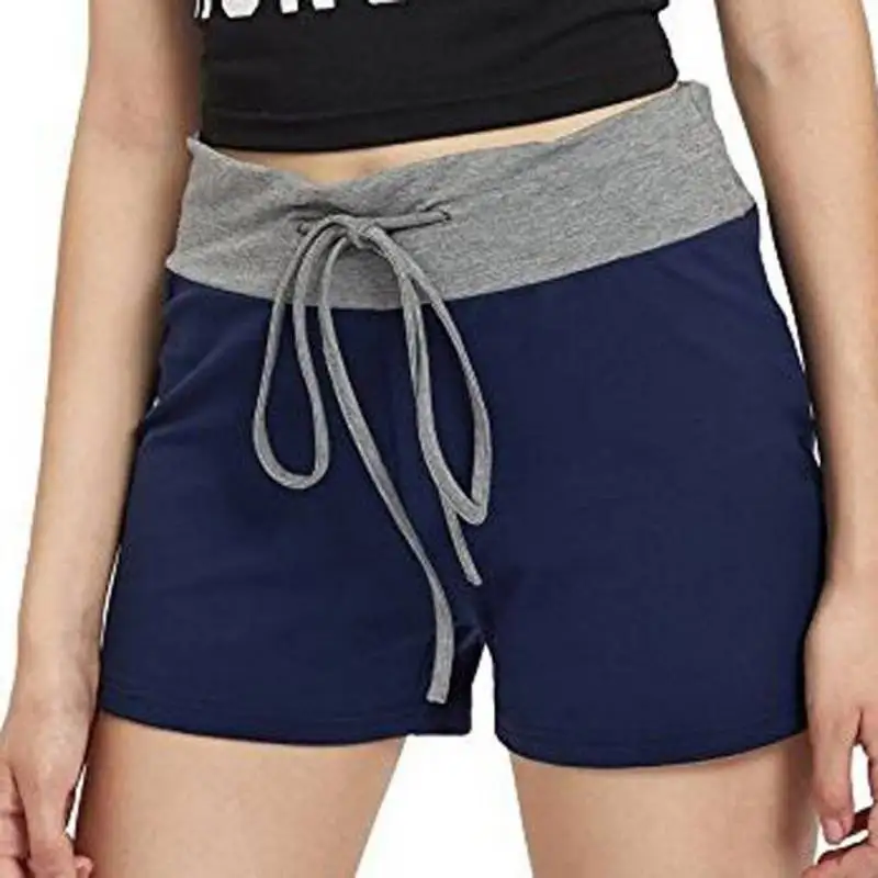 

Casual Women Patchwork Drawstring Shorts Elastic Waist Slim Female Comfy Home Fitness Sporting Jogger Hot Short Pants