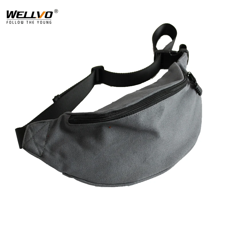 Canvas Waist Packs Men Women Solid Chest Bags Belt Strap Shoulder Bag