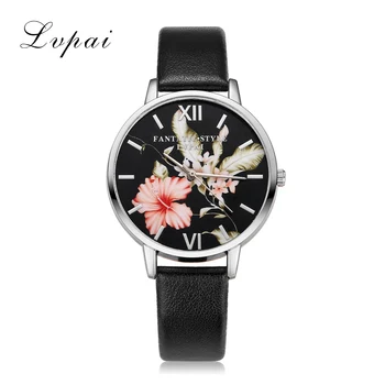

Lvpai Brand Fashion Casual Flower Silver Women Luxury Business Leather Quartz Wrist Watches Ladies Dress Clock Wristwatch