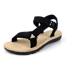 Сандалии мужские летние новая льняная любимая повседневная обувь Нескользящая корейская модная тенденция дикая пляжная обувь