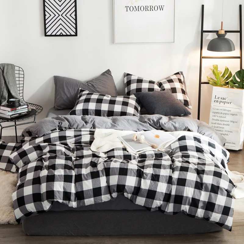 

Ms.O Home Textile Plaid Duvet Cover Cotton Stripe Triangle Geometric Printed Designer Bedding Set Handmade Bedroom Bed Linen