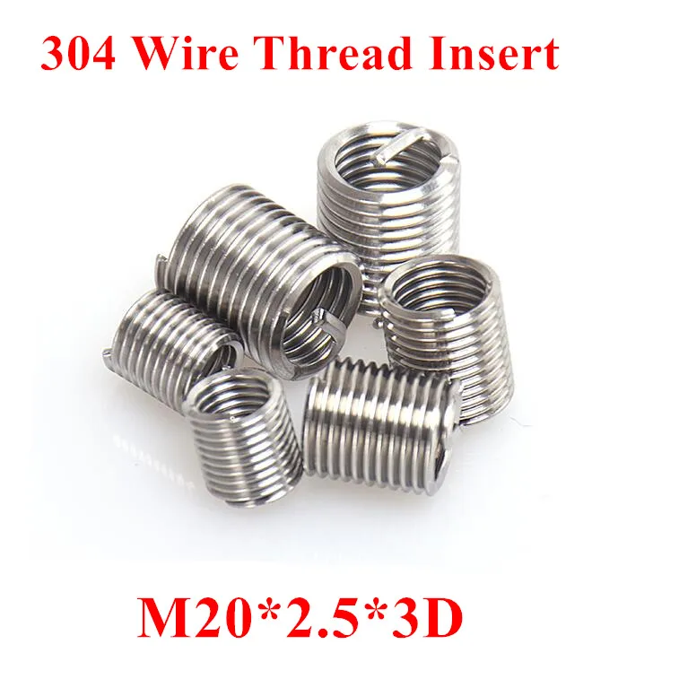 

20pcs M20*2.5*3D Wire Thread Insert 304 Stainless steel M20 Screw Bushing, m20*3D Wire Screw Sleeve Thread Repair Insert
