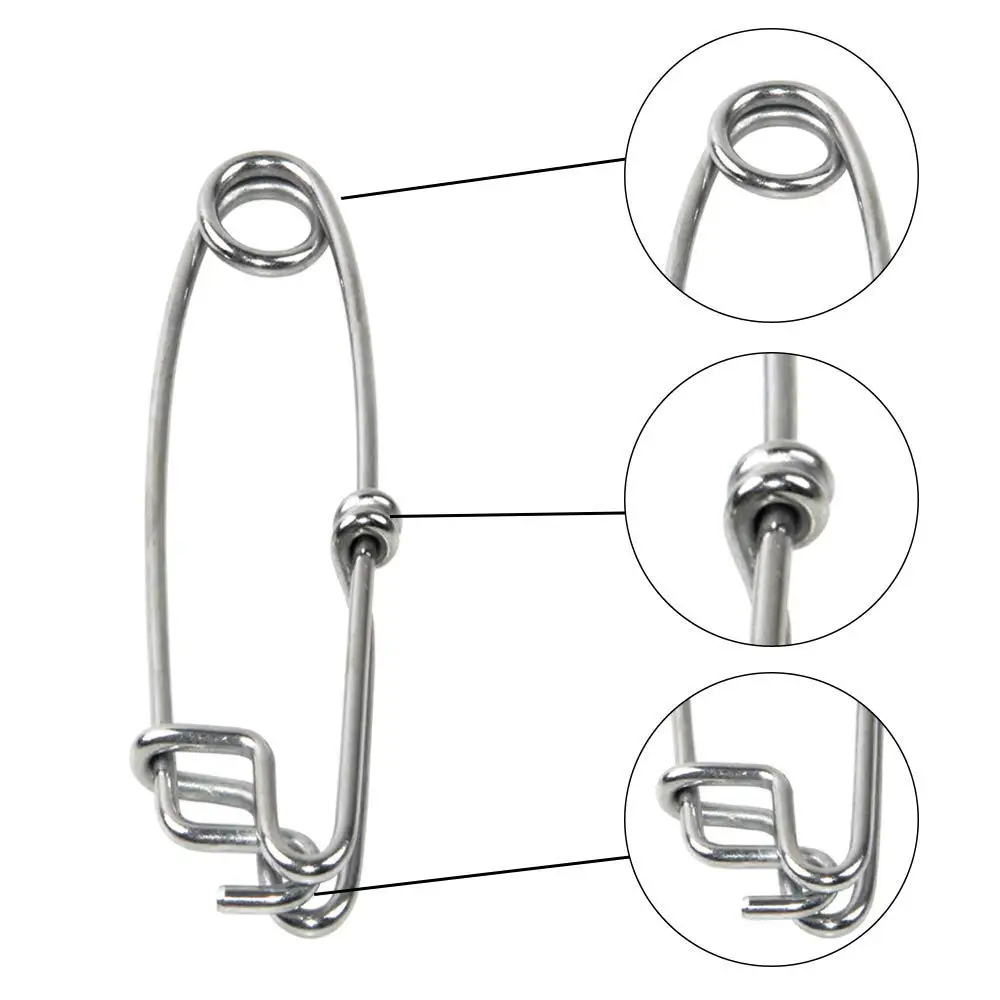 10Pcs Stainless Steel Longline Snap Clips Fishing Swivel High Strength  Branch Hanger Snap Float Line Strong Fishing Connector