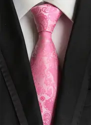 8 см для мужчин формальные галстук высокое качество тканые прекрасный розовый галстук Пейсли для Свадебная вечеринка