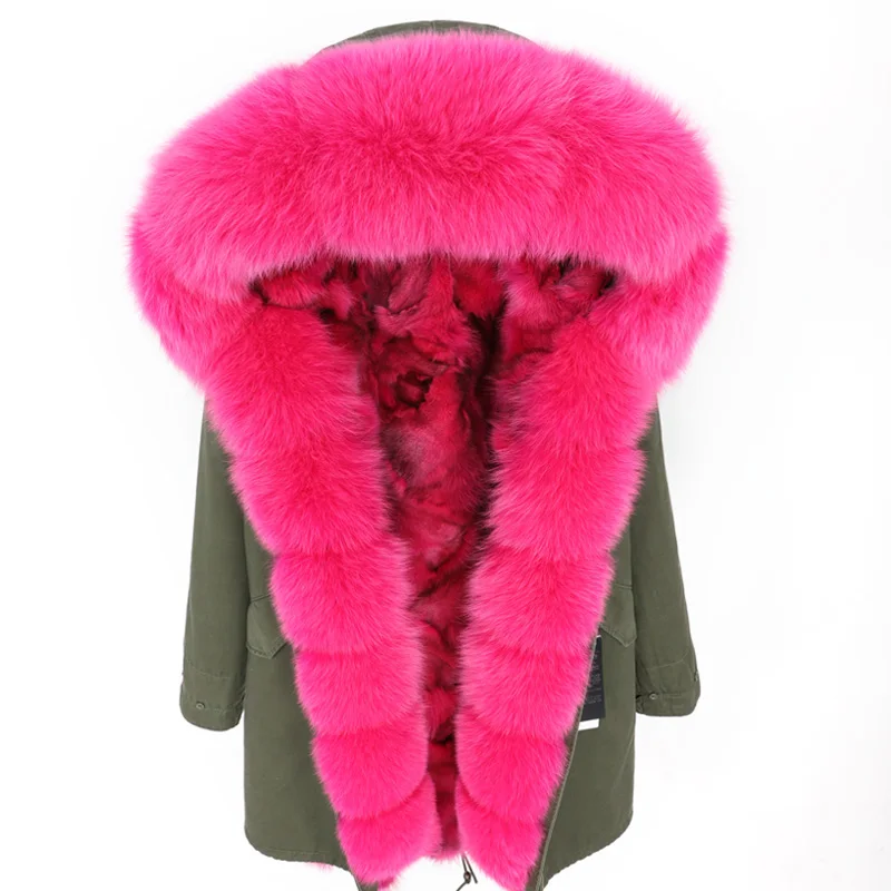 MAOMAOKONG2019 новая настоящая опушка из лисьего меха Женское пальто лисий меховой воротник зимняя женская куртка длинный парк - Цвет: 1