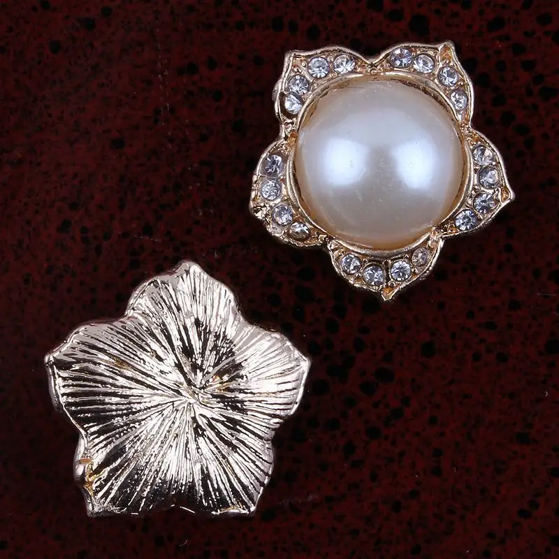 Buy 17MM pearl center Rhinestone Button Alloy