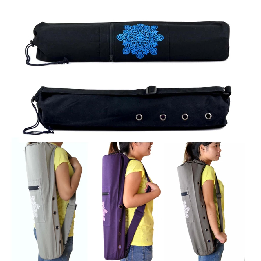 

68 x 15cm Canvas Practical Yoga Pilates Mat Carry Strap Drawstring Bag Sport Exercise Gym Fitness Backpack for 6mm Yoga Mat