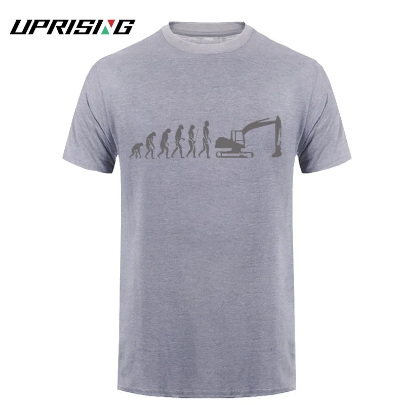 Дизайнерская футболка Эволюция футболка Экскаватор строительная машина гусеница строительный работник Хобби Футболка - Цвет: gray gray