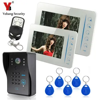 

Yobang Security 7"Color Screen Video Door Phone Entry Panel 2 Monitors+Password/RFID/Remote Unlock IR Night Camera Doorbell Kits