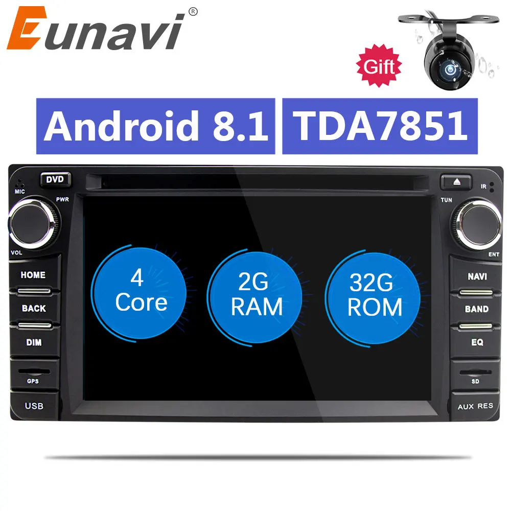 

Eunavi 2 din Android 8.1 tda7851 car dvd radio player for Toyota Hilux VIOS Old Camry Prado RAV4 Prado 2003-2008 gps navi stereo