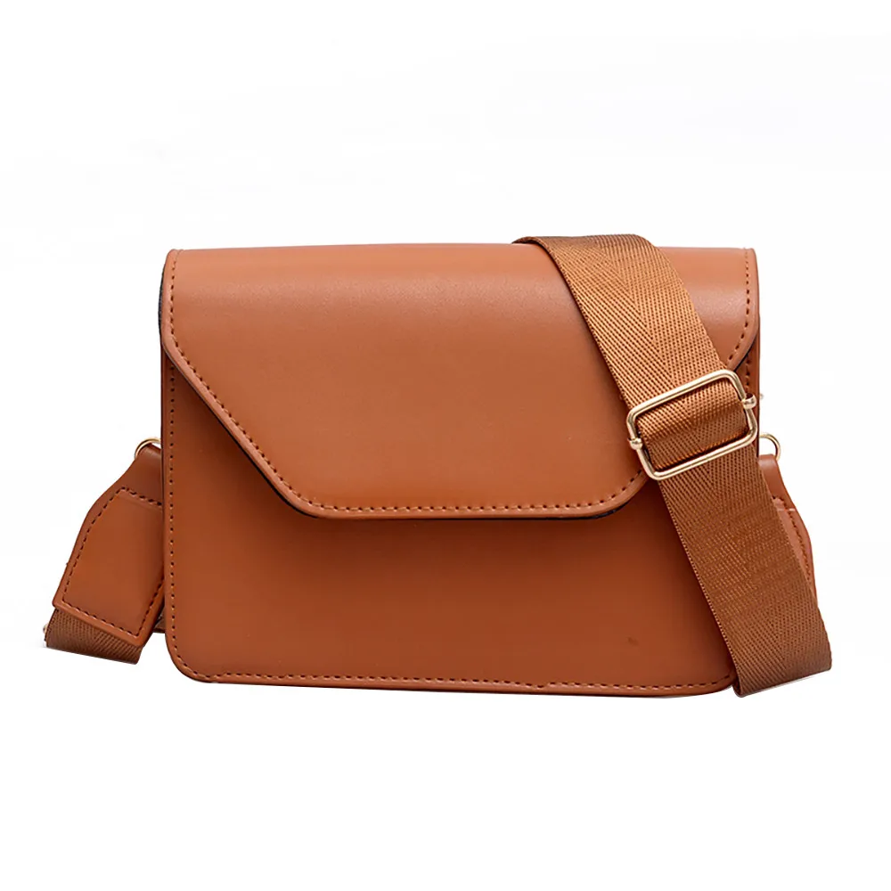 Женская Ретро-сумка через плечо с широким плечевым ремнем, сумка на плечо_ 11,20 - Color: Brown