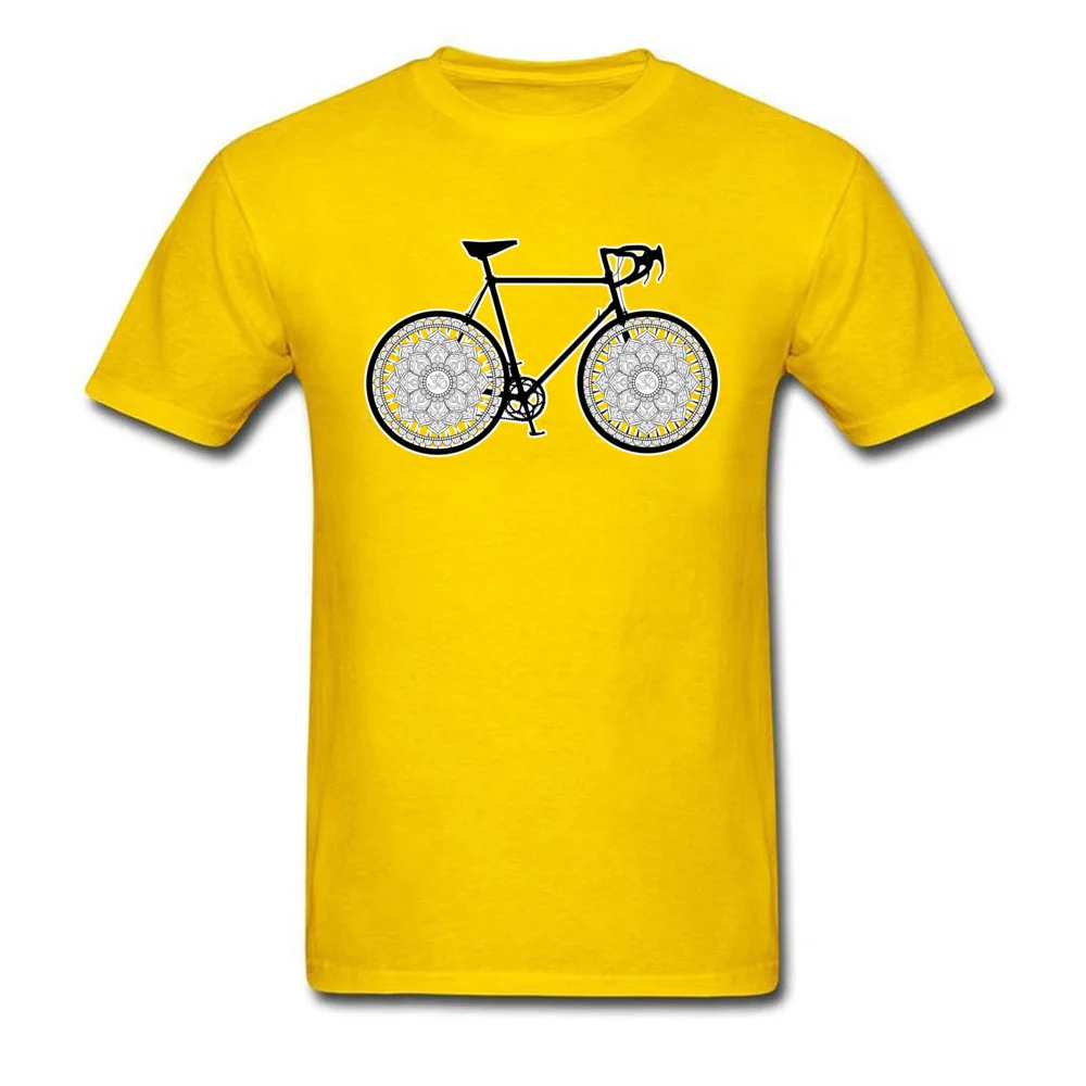 Hip hop Mandala Bicycle Men Top T-shirts 2018 Hot Sale Summer Fall Short Sleeve Tops T Shirt Round Neck Pure Cotton T-Shirt Mandala Bicycle yellow
