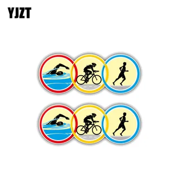 

YJZT 2X 11.1CM*4.2CM Triathlon Sport Car Sticker PVC Funny Reflective Decal 12-1279