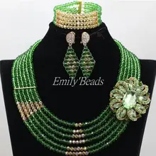 В нигерийском стиле зеленые Африканские свадебные Бусины комплект ювелирных изделий Новинка партии/Юбилей индийские свадебные Бусины комплект ювелирных изделий alj105