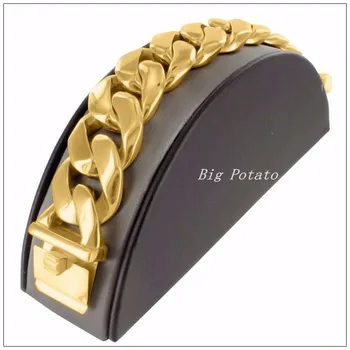 

8.26"*26mm Hot Heavy 316L Stainless Steel Gold Curb Cuban Chain Tone Jewelry Mens Boys Bracelet Bangle High Quality