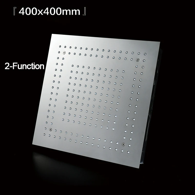 16 Inch Polish Rain LED Shower Head Remote Control LED Ceiling Mount Stainless Steel Square Sprayer 400mm Bathroom Showerhead