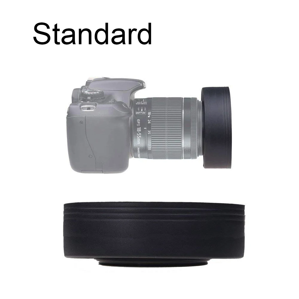 Rubber Camera Lens Hood 49mm 52mm 55mm 58mm 62mm 67mm 72mm 77mm 82mm Wide angle Standard Telephoto for Nikon Canon DSLR (3)