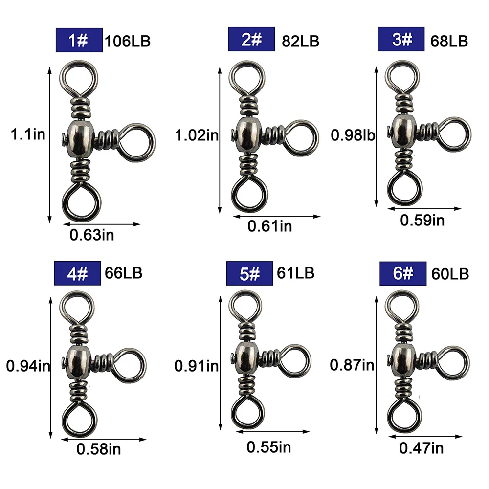 20 шт. три 3 пути поперечной линии баррель рыболовный поворотный с твердым кольцом Вертлюги разъем быстро прокатки Вертлюги снасти Аксессуары