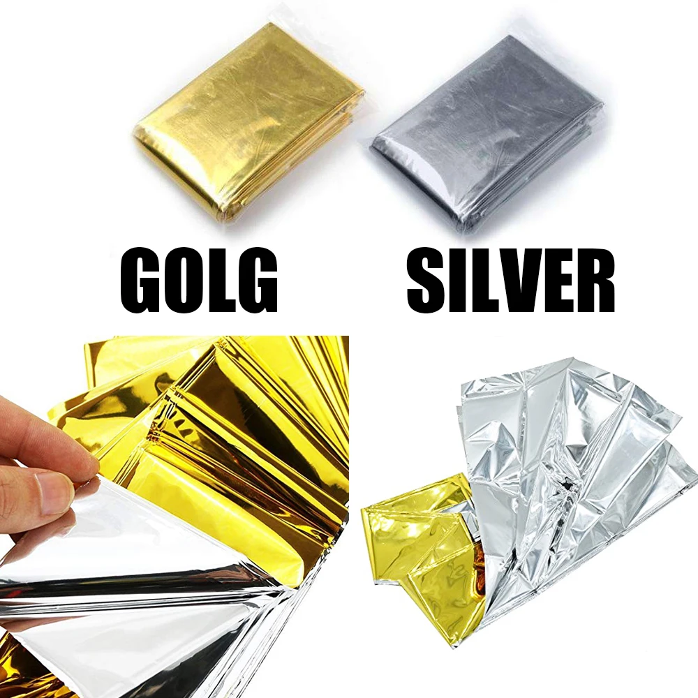 Folding Emergency Blanket 210cm*130cm/210cm*140cm/210*160cm Silver/Gold Survival Rescue Shelter Outdoor Camping Keep Warm