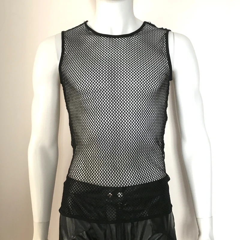 Sexy Men Tank Tops Transparent Mesh Singlet Underwear Exotic Home