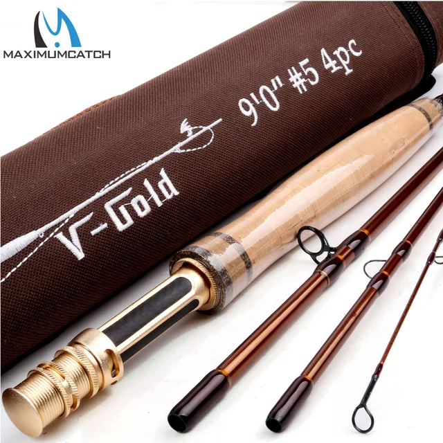 Best price at $122 Cheap Maximumcatch New Fly Fishing Rod SK Carbon Fiber 9FT 5WT 4PCS Fast Action Fly Rod WIth Aluminum Tube