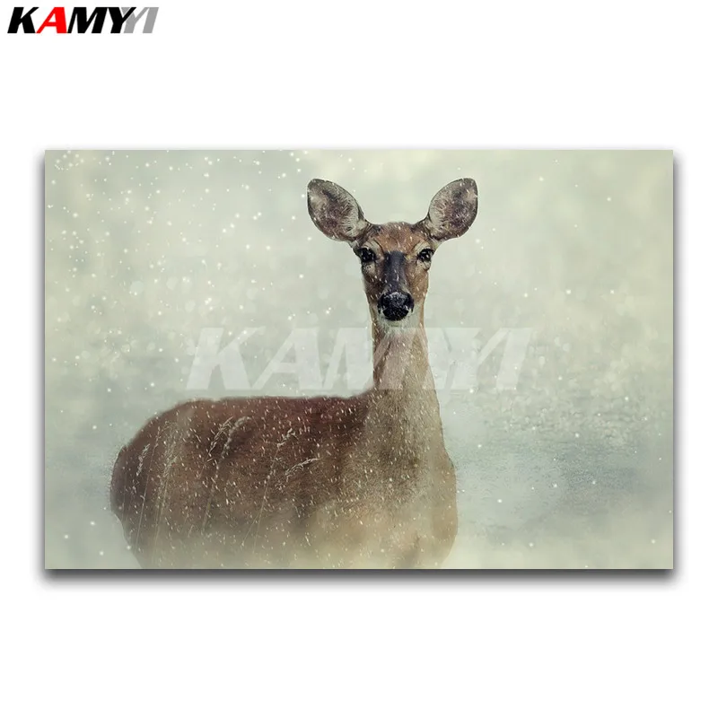 

Full Round Diamond painting animal Full Square Diamond embroidery Cross stitch snow deer DIY 3D Diamond mosaic winter