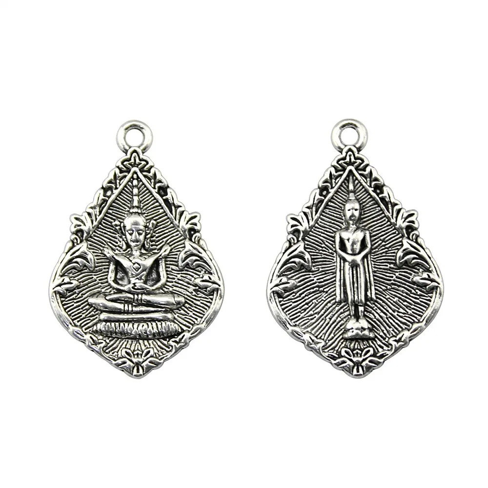 WYSIWYG 4pcs 32x22mm Buddha Statue Pendant Buddhist Charm Buddhism