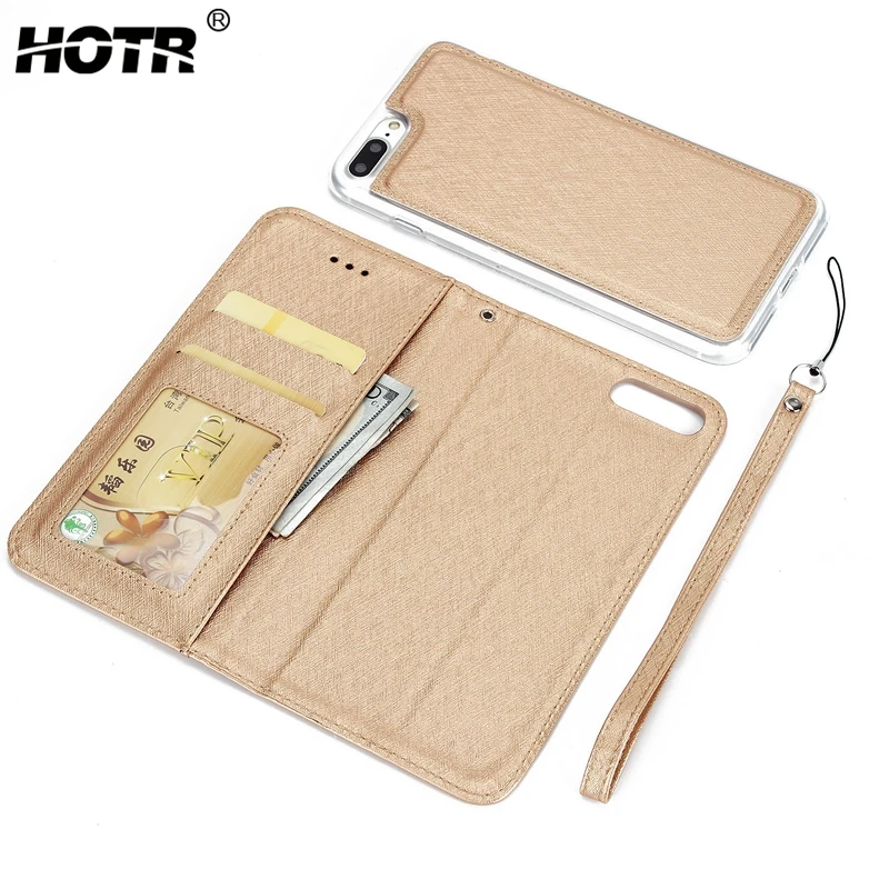 

HOTR Removable Silk Leather Case Cover for iphone X/8/8 Plus/7/7 Plus/6/6s/6 plus/6s plus/5/5s/5SE PU Leather Case Stand Cover