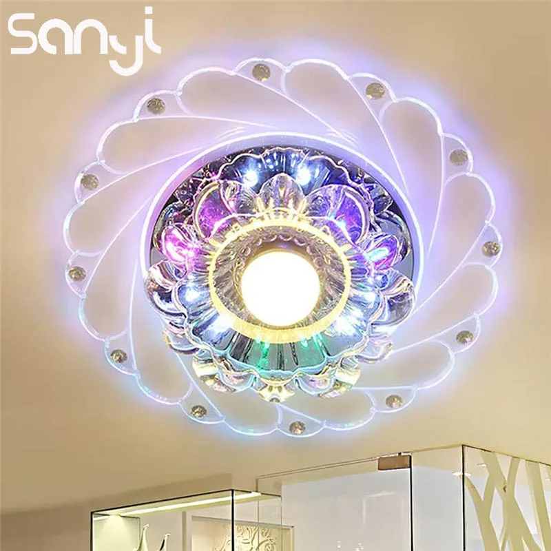 

SANYI LED Ceiling Light Crystal Circular Mini Ceiling Lamp Modern Lighting Fixture for Living Room Aisle Corridor Kitchen