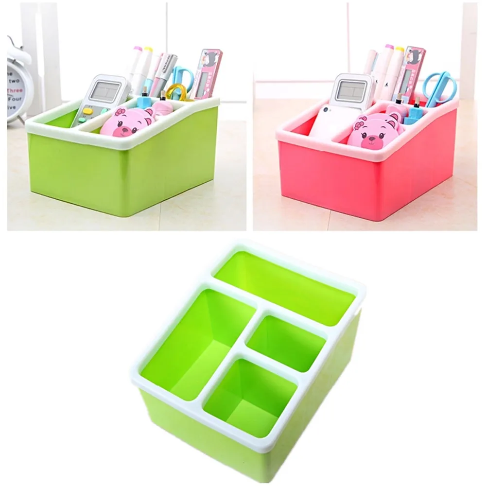 Desk Organizer 4 Slots Desktop Storage Box Case Pen Pencil