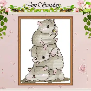 

Five little hamster counted Cross Stitch 11CT 14CT Cross Stitch Set Wholesale DIY animals Cross-stitch Kit Embroidery Needlework
