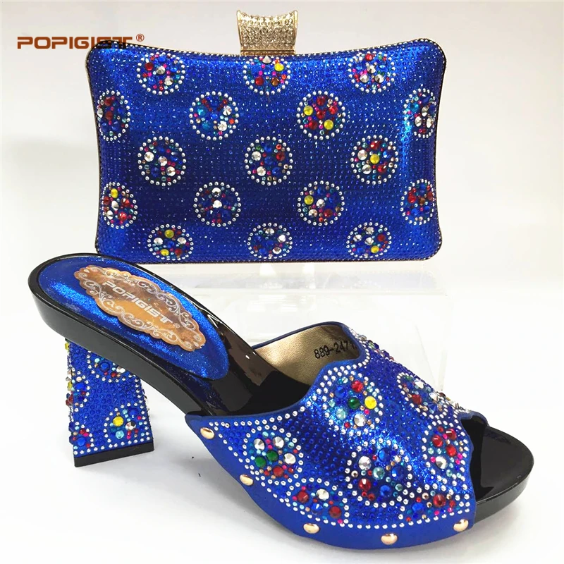 Royal Blue Italian Ladies Shoes and Bags To Match Set Wedding Shoe Bag Sets Nigerian Women | Обувь